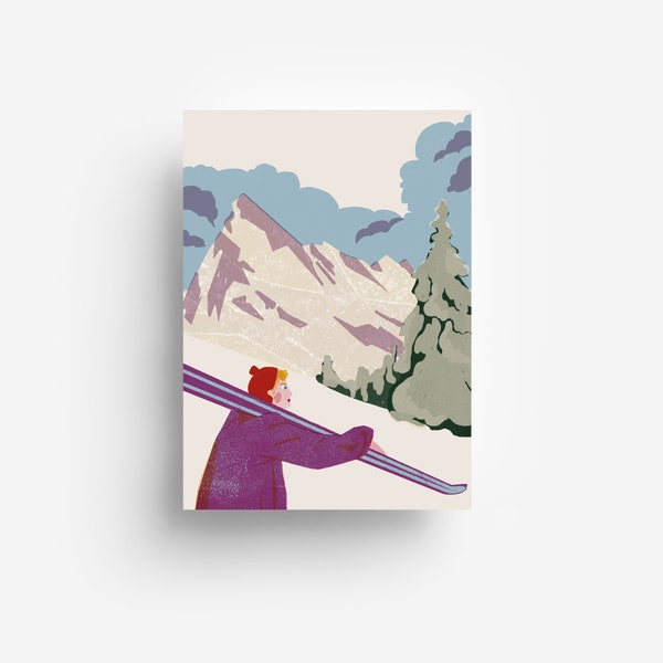 Ski Mountains Postcard DIN A6