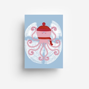 Carte postale poulpe de Noël DIN A6 image 1
