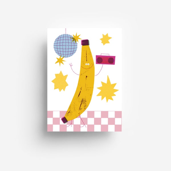 Disco Banana Postcard DIN A6