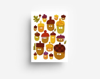 Cartolina con ghiande DIN A6