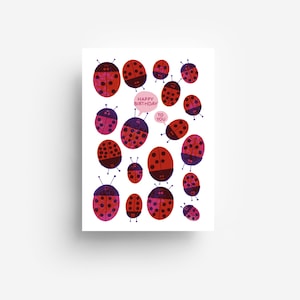 Ladybugs Birthday Postcard DIN A6