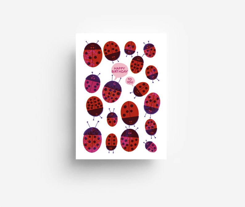 Carte postale d'anniversaire de coccinelle DIN A6 image 1