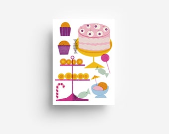 Sweets & Cake Postcard DIN A6