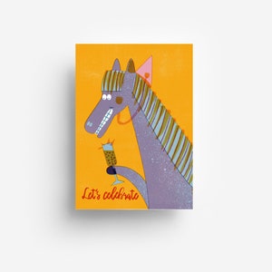 Champagne Horse Postcard DIN A6