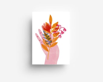 Flower hand postcard DIN A6