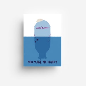 Happy Seal Postcard DIN A6