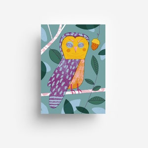Carte postale hibou DIN A6 image 1