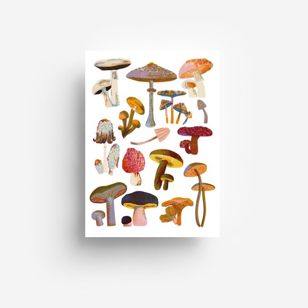 Mushrooms Postcard DIN A6