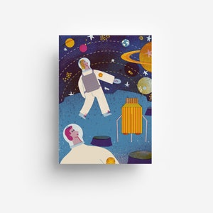 Postal de astronautas DIN A6