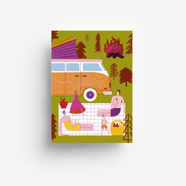 Campervan Postcard DIN A6