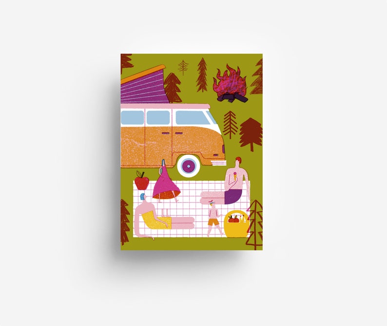 Cartolina camper DIN A6 immagine 1