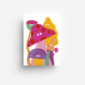 Happy Mushrooms Postcard DIN A6