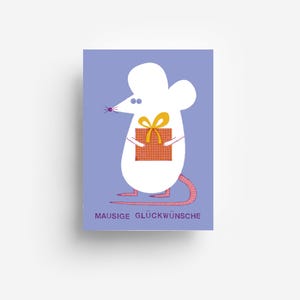 Tarjeta postal de felicitación de Mousey en formato DIN A6