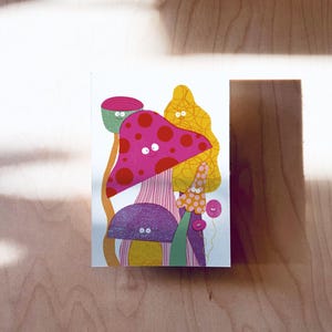 Cartolina Funghi Allegri DIN A6 immagine 3