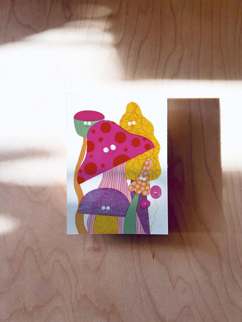 Cartolina Funghi Allegri DIN A6 immagine 3