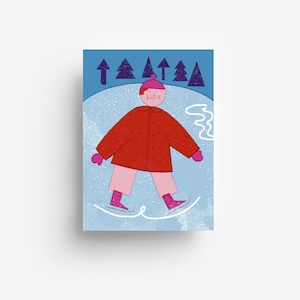 Cartolina pattinatore su ghiaccio DIN A6