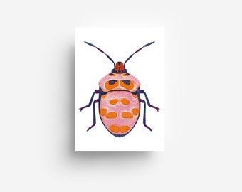 Pink bug postcard DIN A6