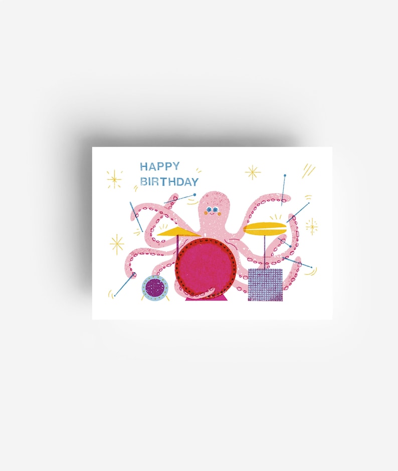 Carte postale d'anniversaire pieuvre DIN A6 image 1