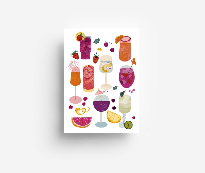 Carte postale de boissons DIN A6 image 1