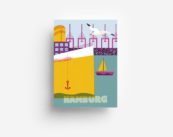 Carte postale de bateau de Hambourg DIN A6