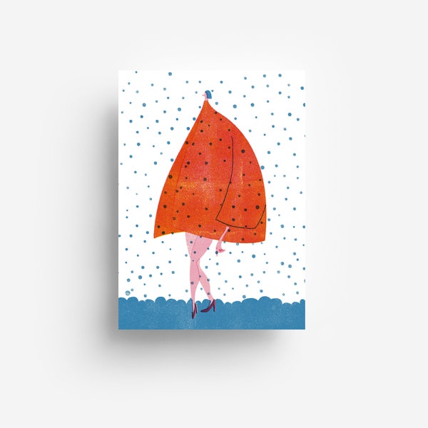 Snow Lady Postcard DIN A6