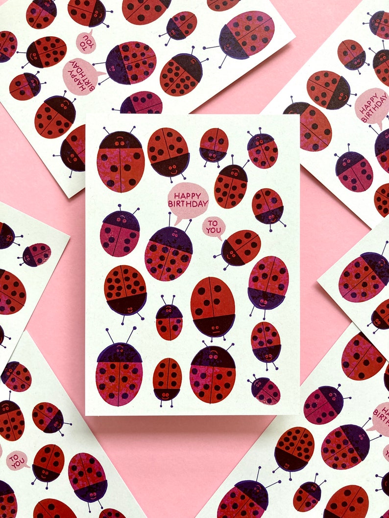 Carte postale d'anniversaire de coccinelle DIN A6 image 3