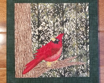 Feathered Friends - Cardinal 8"x8" Art Quilt Kit