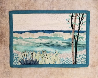 Touch of Teal Art Quilt - 8"x10"