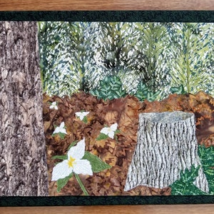 Woodland Trillium 11&quot;x14&quot; Art Quilt