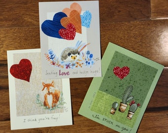 Valentine's Day Whimsical Card Making Kit- Set of 3