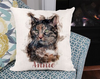 Custom Cat Pillow, Custom Pet Pillow, Cat Memorial Pillow, Custom Pet Portrait Pillow, Cat Loss Gift, Personalized Cat Lover Gift