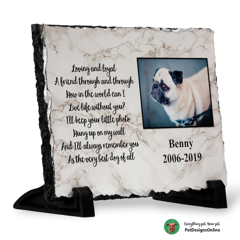Slate Pet Memorial With Photo and Poem Dog Memorial Plaque Etsy