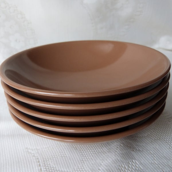 Lot of 5 brown MELMAC melamine bowls/Dessert salad/UNBREAKABLE child camping/Dinnerware Canada Vintage 1960