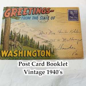 Souvenir Post-Card Booklet of Washington, USA - Vintage 1940's