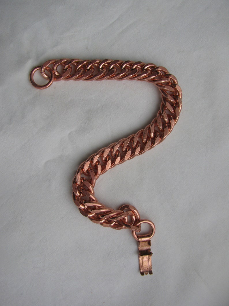 Vintage 8 /' /' bracelet 45g heavy solid-big link chain-engraved solid copper-unisex 1970
