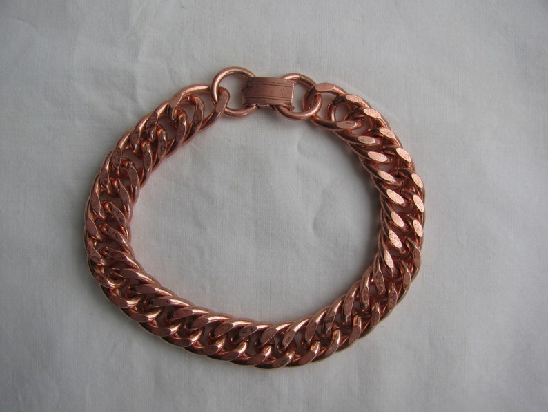 Vintage 8 /' /' bracelet 45g heavy solid-big link chain-engraved solid copper-unisex 1970