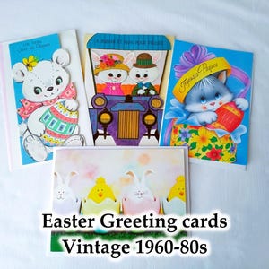 Cartes voeux PÂQUES couleurs vives/AUTHENTIQUE vintage 1960-80s/Non utilisées