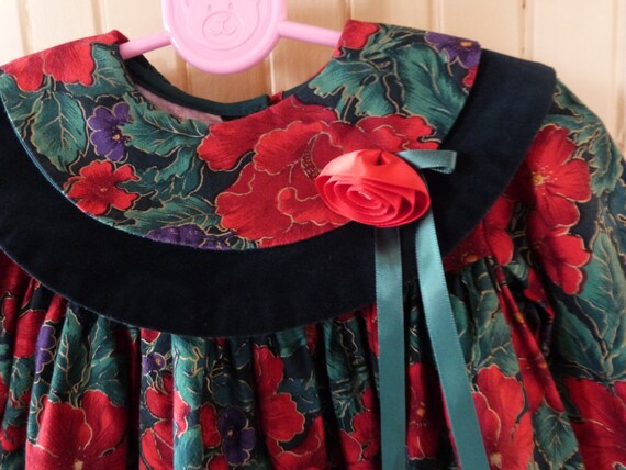 Robe Noel Bebe 18 Mois Coton Velours Imprime Floral V Gem