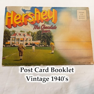 Souvenir ansichtkaartenboekje van Hershey ''The Chocolate Town'', VS - Vintage jaren 40
