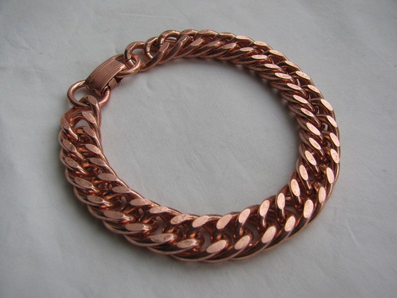 Vintage 8 /' /' bracelet 45g heavy solid-big link chain-engraved solid copper-unisex 1970