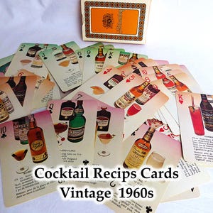 Gioco di carte con ricette di bevande, 52 cocktail completi, distilleria Schenley Canada, vintage anni '60, originale e unico