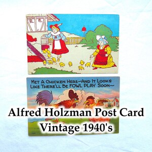 Cartes postales humoristique vierges, Alfred Holzman, Tichnor Bros Boston, Collection vintage 1940s