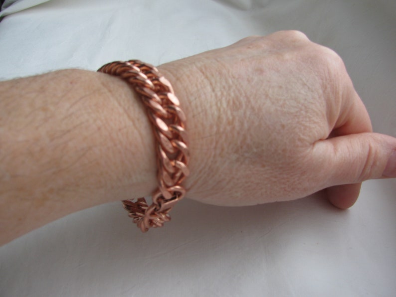 Vintage 8 /' /' bracelet 45g heavy solid-big link chain-engraved solid copper-unisex 1970