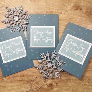 Paquete de 15 tarjetas navideñas cristianas pequeñas A6, elige ESPERANZA, elige ALEGRÍA, elige PAZ