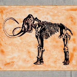 11x14 Ink Painting - Woolly Mammoth Skeleton