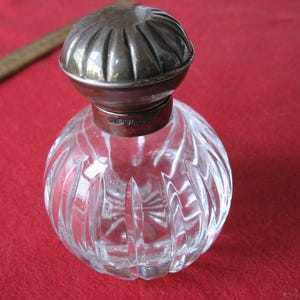 Antique Victorian Sterling Silver & Cut Crystal Perfume Bottle  R