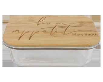 21 oz. Rectangle Glass Container with Bamboo Lid