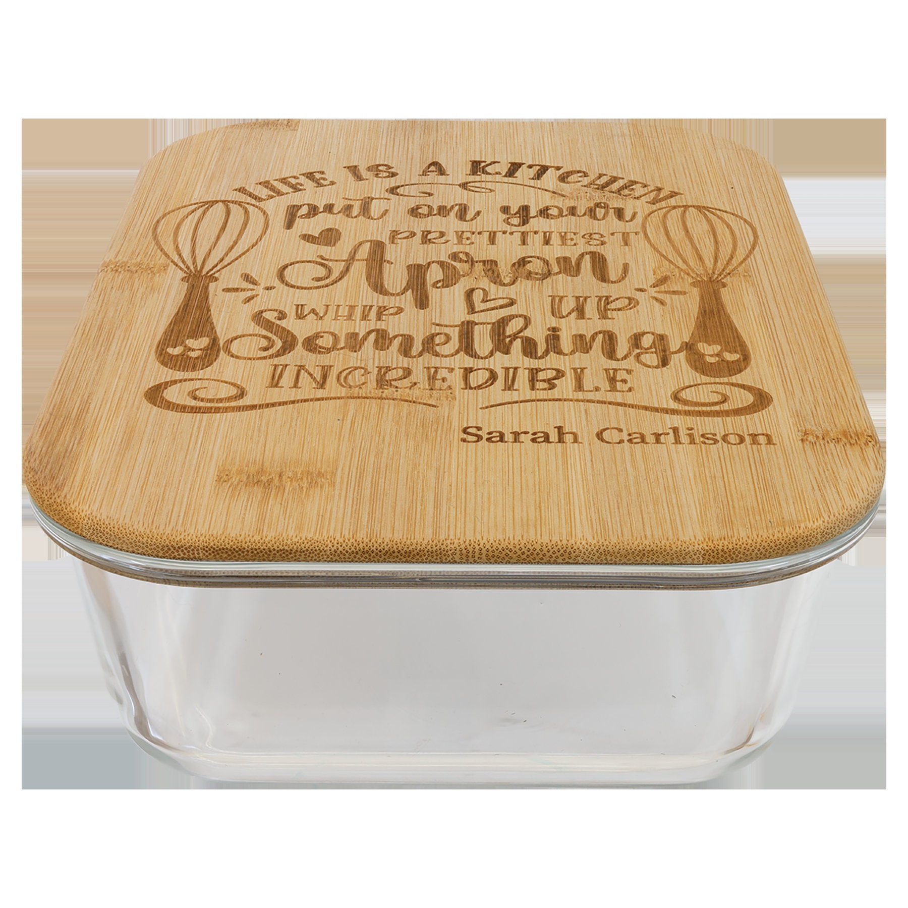 50 oz. Rectangle Glass Container with Customizable Bamboo Lid, glass baking , custom container, custom food container, food container