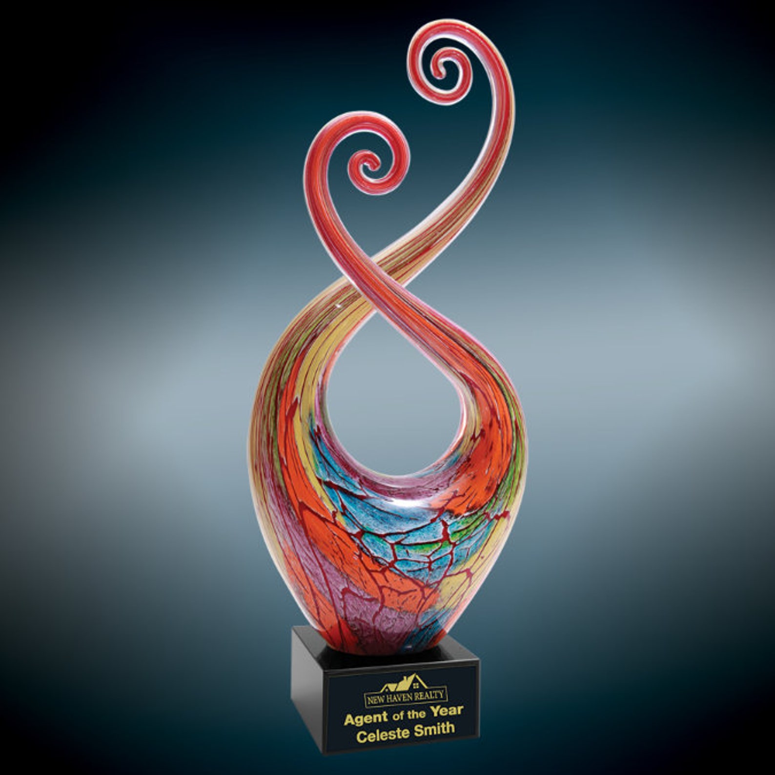 Handmade Blown Glass Twist Award With Custom Engraving Etsy