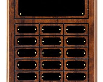 11 3/4" x 15 3/4" Cherry Finish Completed Perpetual Plaque with 18 plates